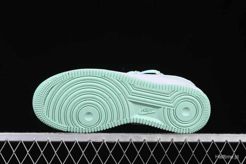 Nike Air Force 1 '07 Low Gold-Inlaid Jade Casual Sneakers with Strap - XV7981-476