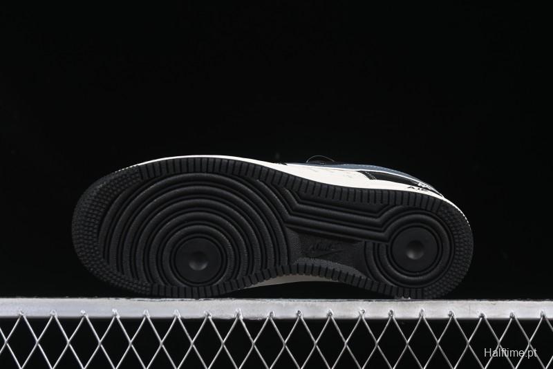 Nike Air Force 1 '07 Low Stussy Collaboration Grey Blue Black Leather Low-Top Casual Sneakers - XZ6188-199
