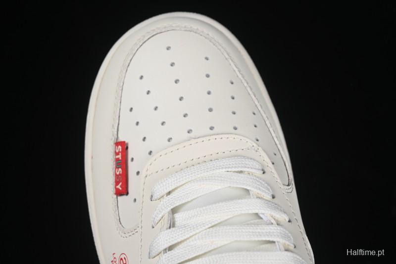 Nike Air Force 1 '07 Low Stussy Collaboration Beige Deep Orange Low-Top Casual Sneakers - DF0188-031
