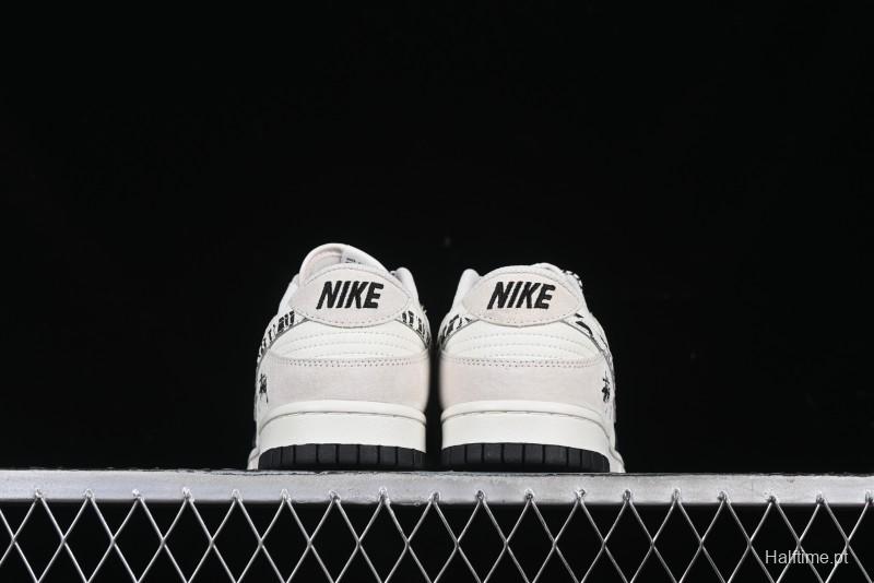 Nike SB Dunk Low Stussy Collaboration Zebra Black White Swoosh Anniversary Custom Low-Top Casual Skate Shoes - DJ2024-060