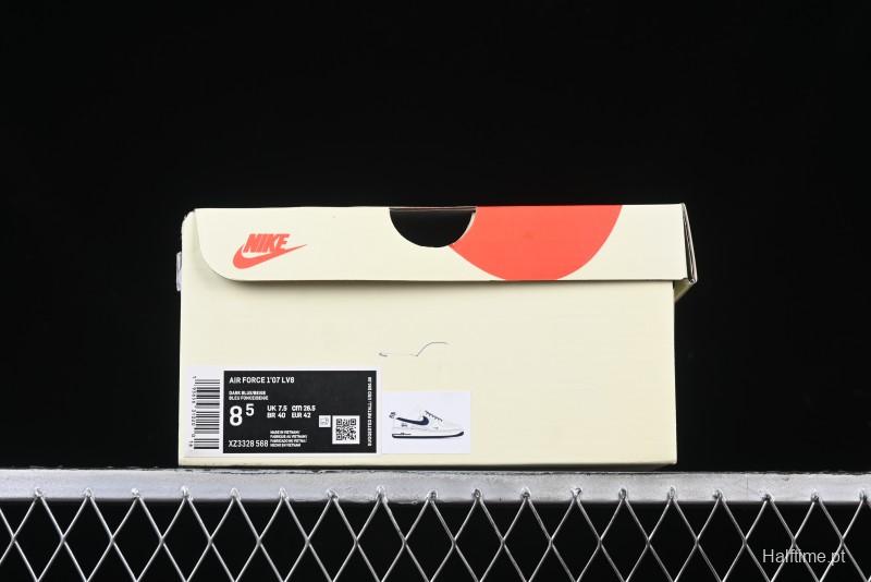 Nike Air Force 1 '07 Low Stussy Collaboration - Navy Blue & Off-White Low-Top Casual Sneakers - XZ3328-568