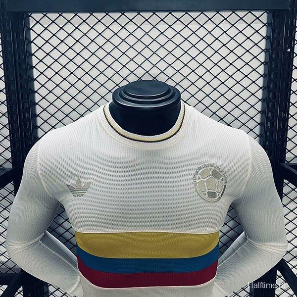 Player Version 2024 Colombia White 100Th Anniversary Long Sleeve Jersey