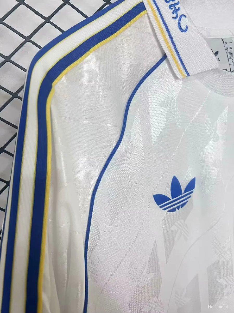 24/25 Leeds United  Adidas LFSTR Retro Long Sleeve White Jersey